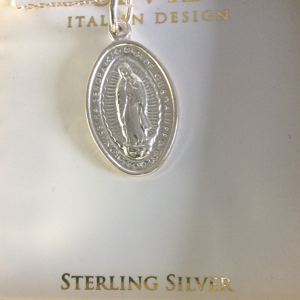 St Guadalupe sterling silver charm necklace